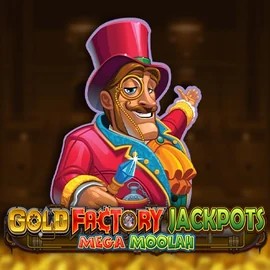 Gold Factory Jackpots Mega Moolah by Aurum Signature Studios, showcased at seven-be.com – game logo